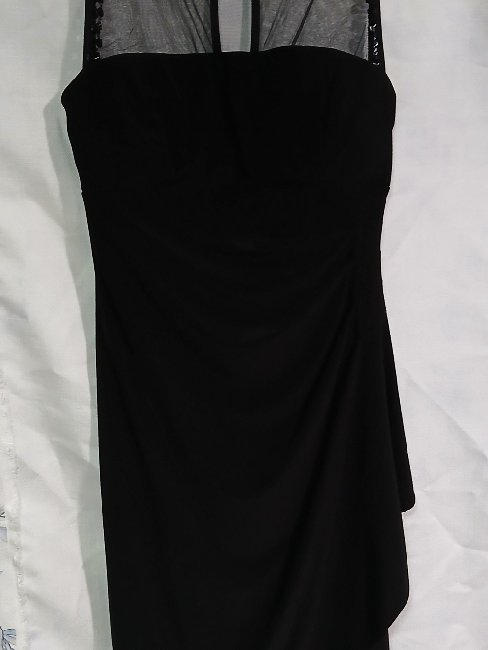 Scarlett Black One-Shoulder Mesh-Top Dress